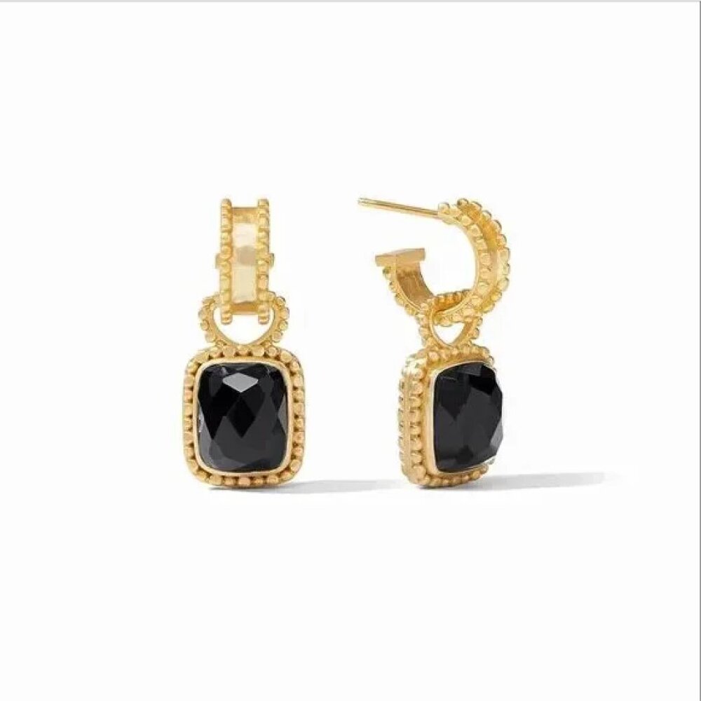 New without tags Julie Vos Marbella 3-in-1 hoop earrings in obsidian black